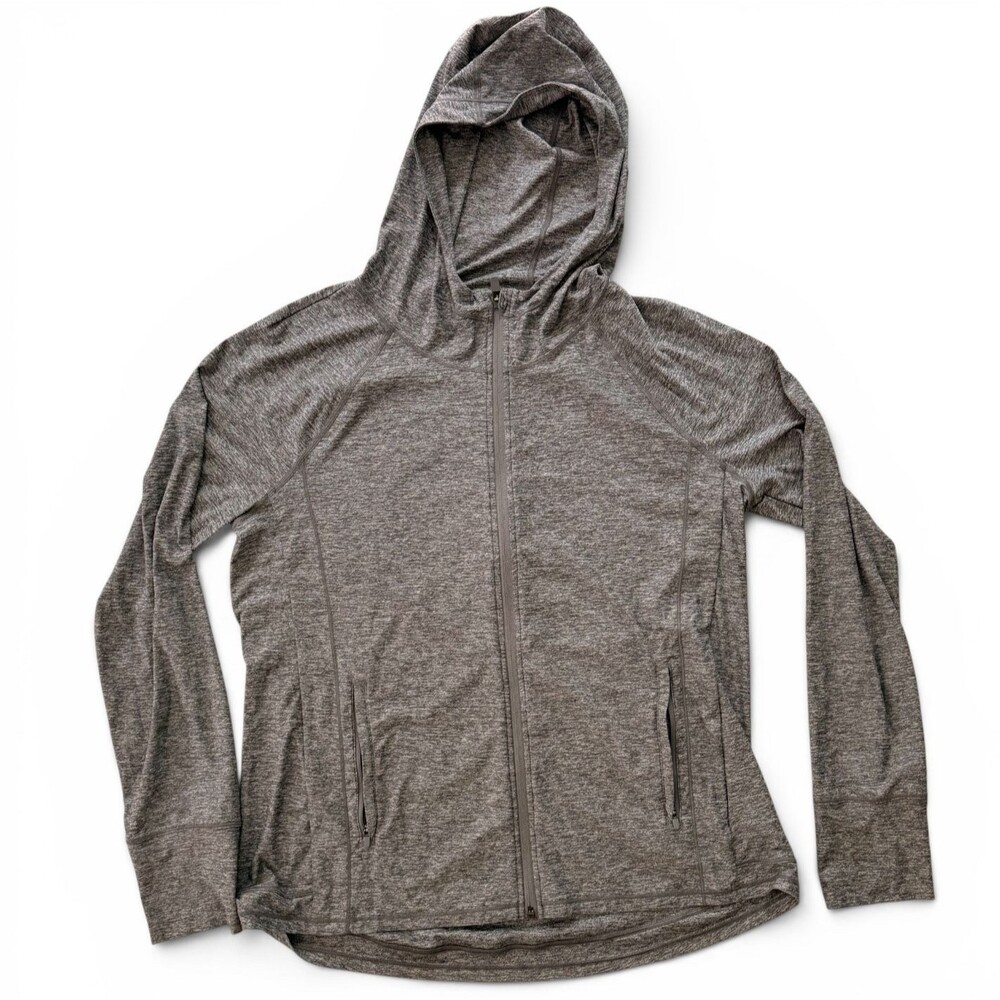 Athleta Pacifica Illume UPF Full Zip Hooded Jacket Gray Women's L ☀️
